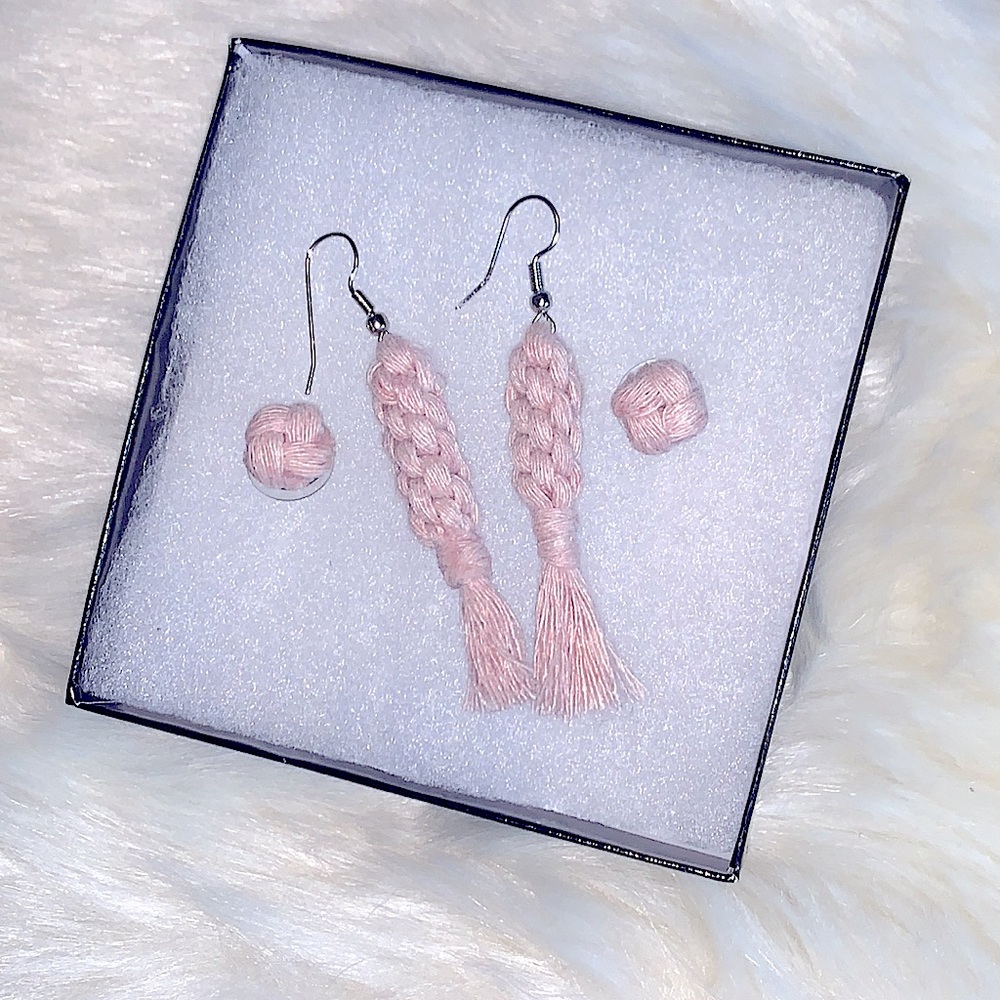 New »Soul Embellishments« Pretty in Pink 2pr Earring Set Handmade Hypoallergenic - Picture 3 of 16